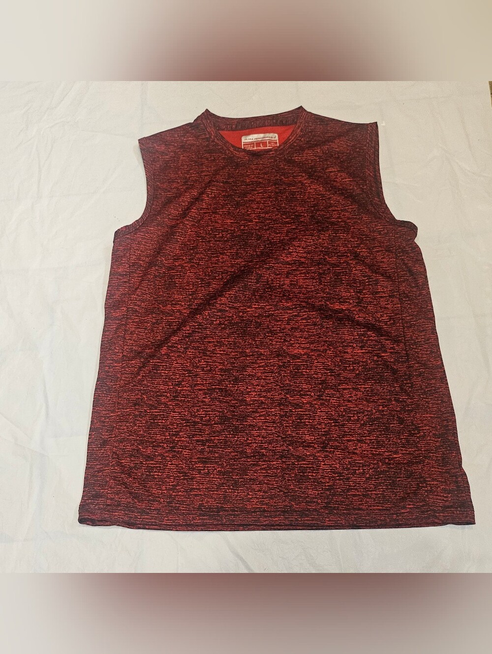 Sleeveless Marled Red Athletic Tank. Sz L